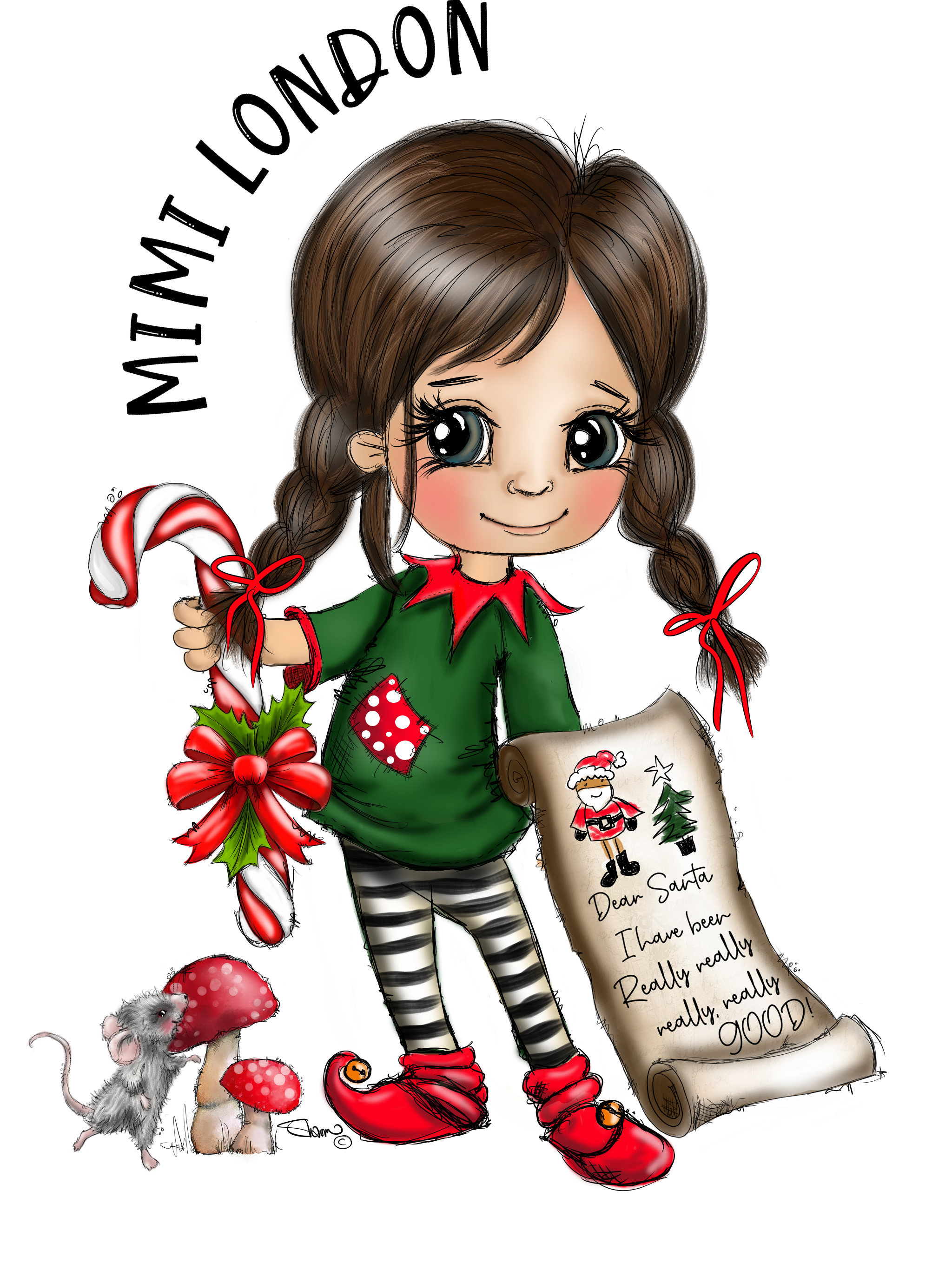 Kids Personalised Christmas Elf Girl
